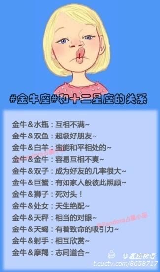 金牛座最合得来的星座和相克的星座是什么?