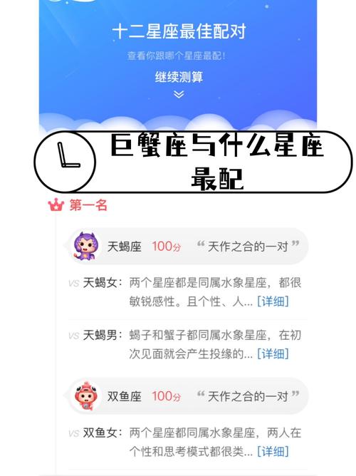 巨蟹座女和什么星座最配？巨蟹座女和什么星座最配表