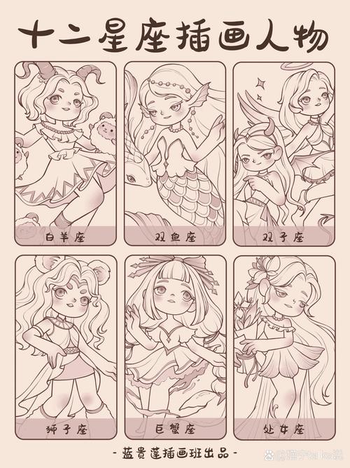 十二星座q版萌图简笔画