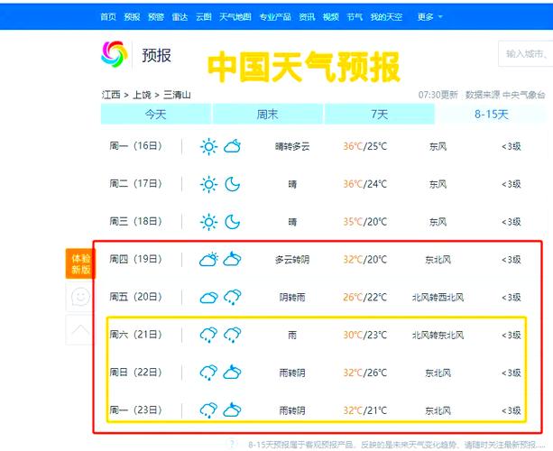 2015年五一节三清山天气查询